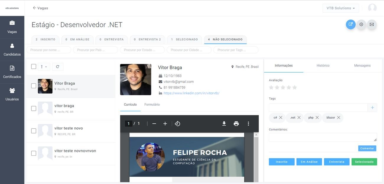 Tela de vagas