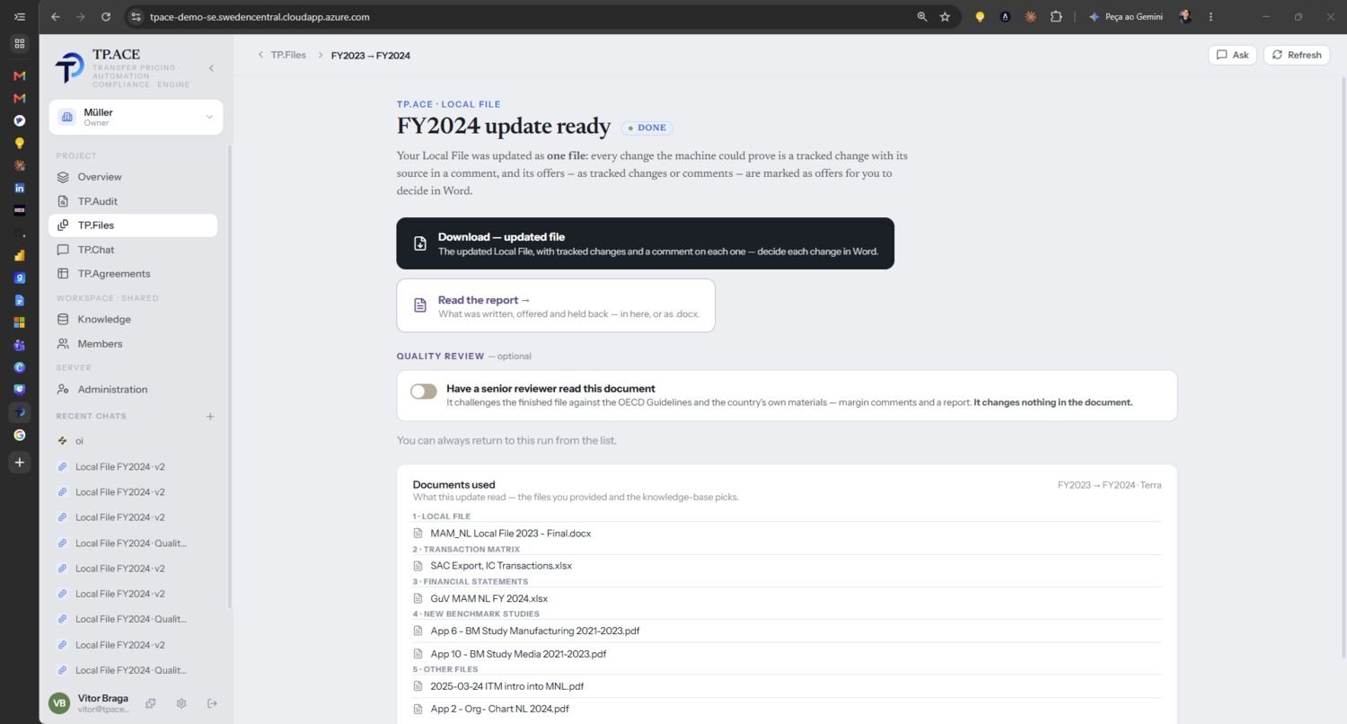 TP.ACE: atualização do Local File pronta, com documentos usados e revisão de qualidade
